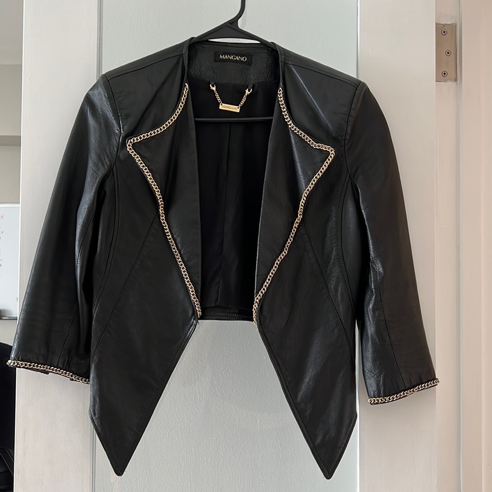 Mangano - Leather Cropped Jacket - image 1